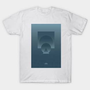 Gradient Geometry: Abstract Monochromatic Minimalist in Smokey Blue T-Shirt